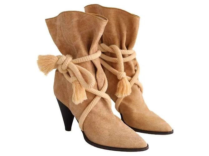 Isabel Marant Stivali stringati CANVAS SUMMER B gialli - vista 3