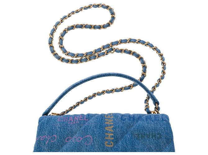 Borsa CHANEL Timeless/Classique in Denim Blu - 104024 - vista 10