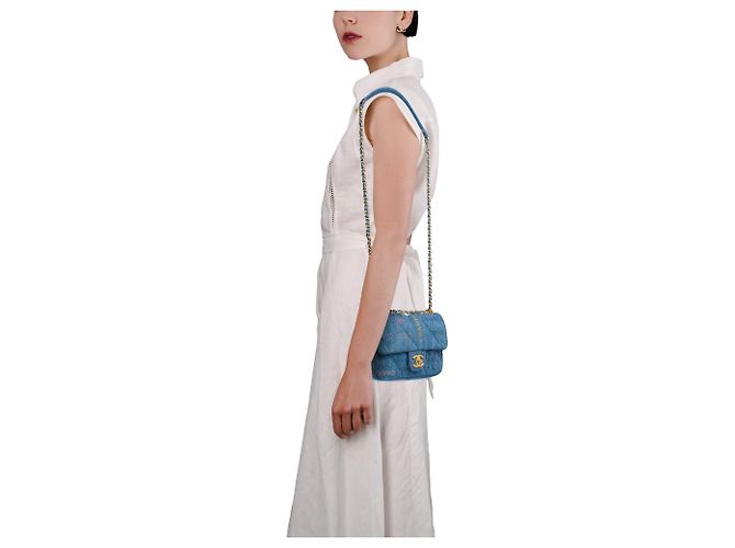 Borsa CHANEL Timeless/Classique in Denim Blu - 104024 - vista 13