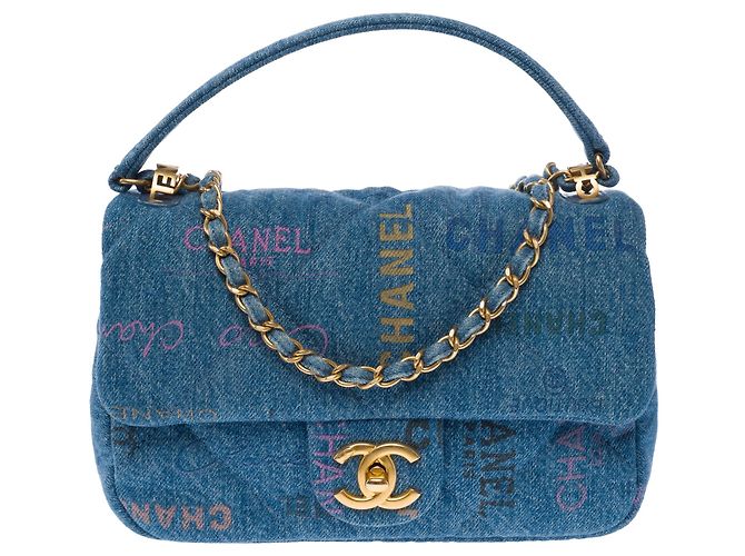 Borsa CHANEL Timeless/Classique in Denim Blu - 104024 - vista 3