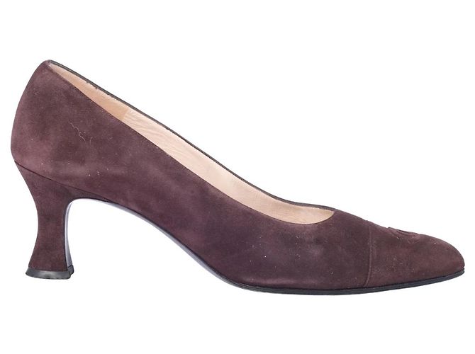 Zapatos de tacón CC Chanel en ante marrón chocolate - vista 2