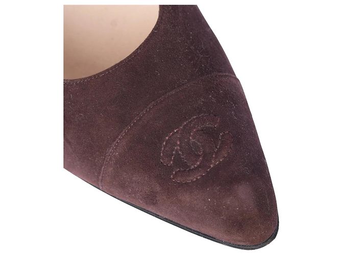 Zapatos de tacón CC Chanel en ante marrón chocolate - vista 4