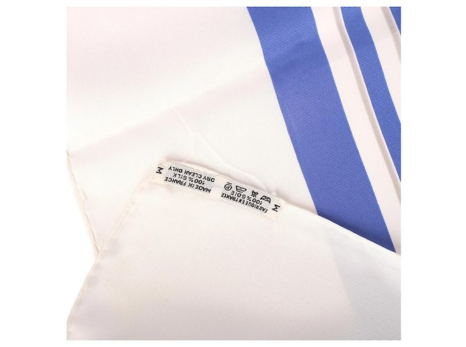 Carré 90 in seta Hermès Brides de Gala Blue, White & Gold - vista 5