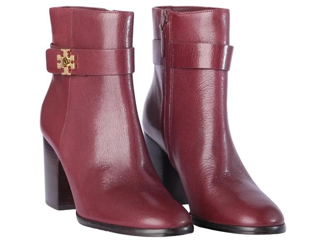 Botines de tacón de piel Dark Carmine con cierre giratorio Tory Burch - vista 2