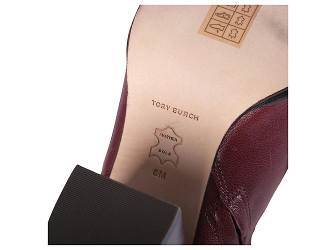 Botines de tacón de piel Dark Carmine con cierre giratorio Tory Burch - vista 6