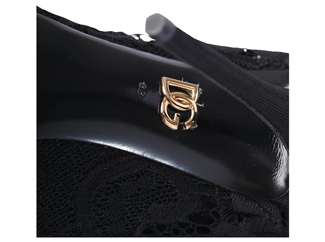 Botines peep-toe de encaje elástico negro Dolce & Gabbana - vista 5