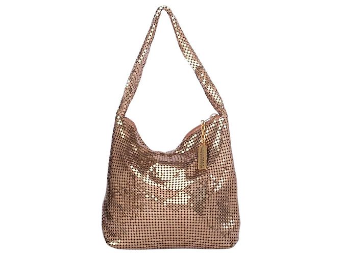 Autre Marque Borsa Hobo in maglia metallica dorata Whiting & Davis - vista 3