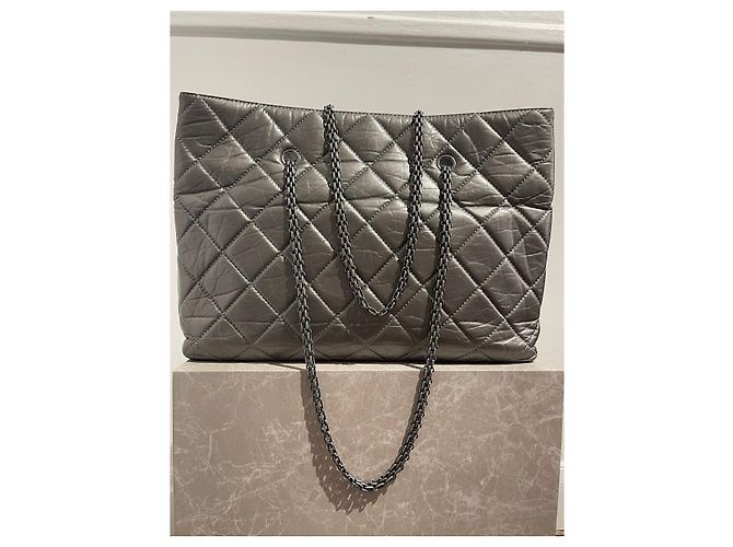 Borsa tote Chanel argento 2.55 - vista 2