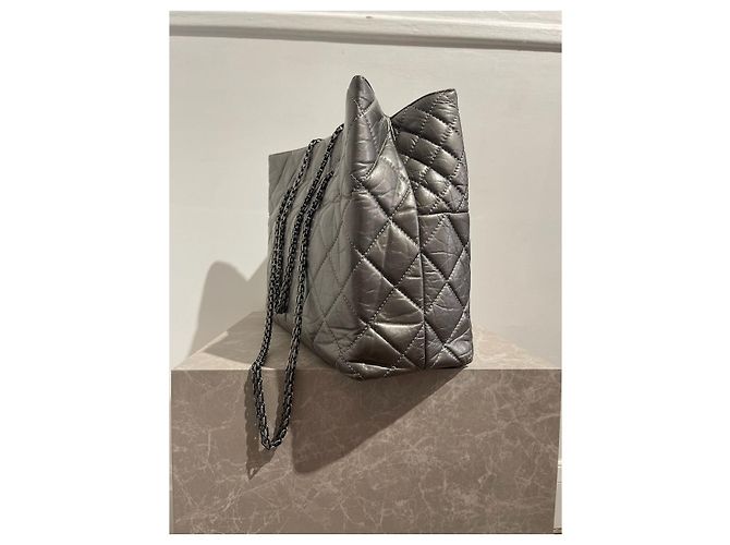 Borsa tote Chanel argento 2.55 - vista 4