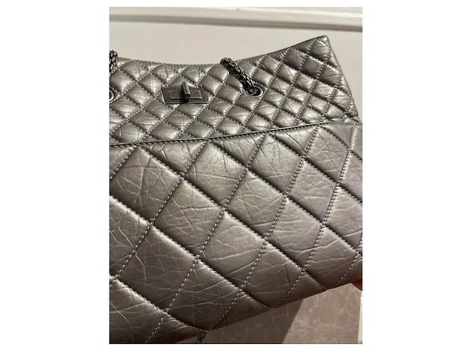Borsa tote Chanel argento 2.55 - vista 7