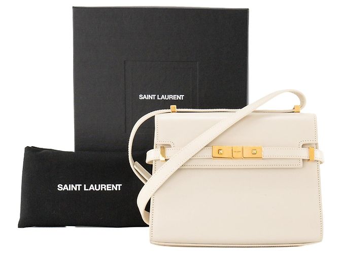 Autre Marque SAINT LAURENT - Mini borsa a tracolla Manhattan in pelle liscia beige - vista 9