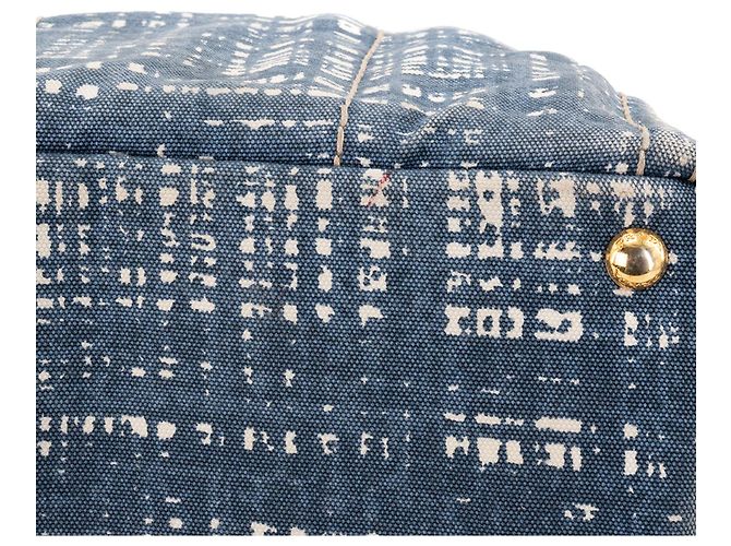 PRADA - Borsa Shopper Canapa GM Prada in denim blu e bianco - vista 6