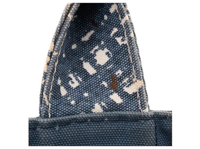 PRADA - Borsa Shopper Canapa GM Prada in denim blu e bianco - vista 7