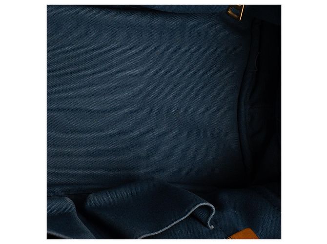 PRADA - Borsa Shopper Canapa GM Prada in denim blu e bianco - vista 9