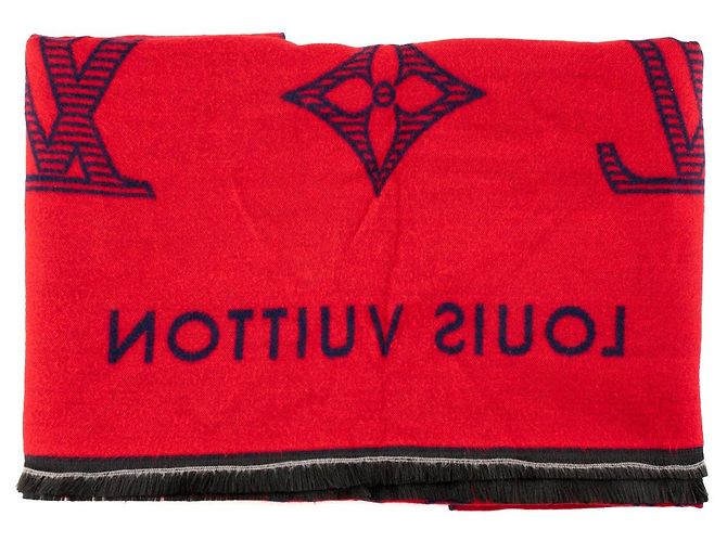 LOUIS VUITTON - Sciarpa Louis Vuitton in lana e seta rossa e blu - vista 2
