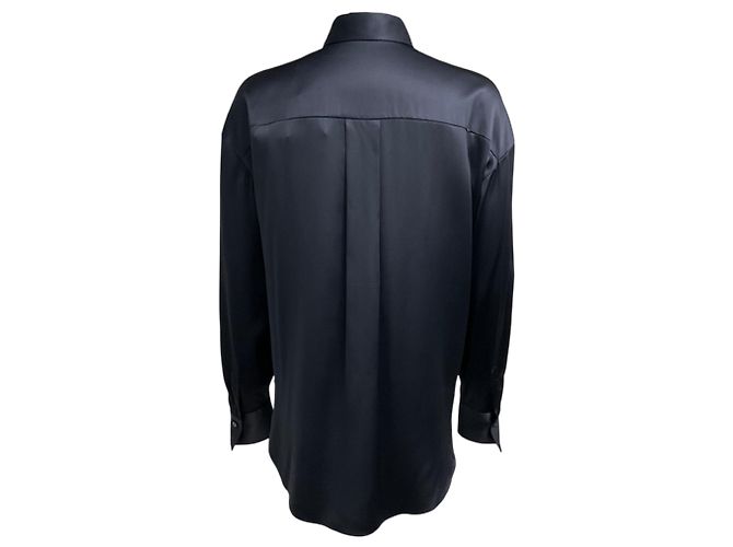 Camisa de seda Brunello Cucinelli Night Sky Navy Blue con cadena Monili - vista 3