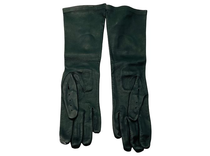 Marni lange Lederhandschuhe in Dunkelgrün - Ansicht 2
