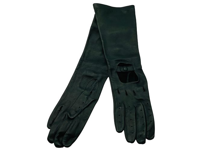 Marni lange Lederhandschuhe in Dunkelgrün - Ansicht 3