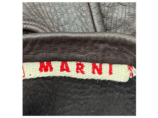 Marni lange Lederhandschuhe dunkelbraun - Ansicht 4