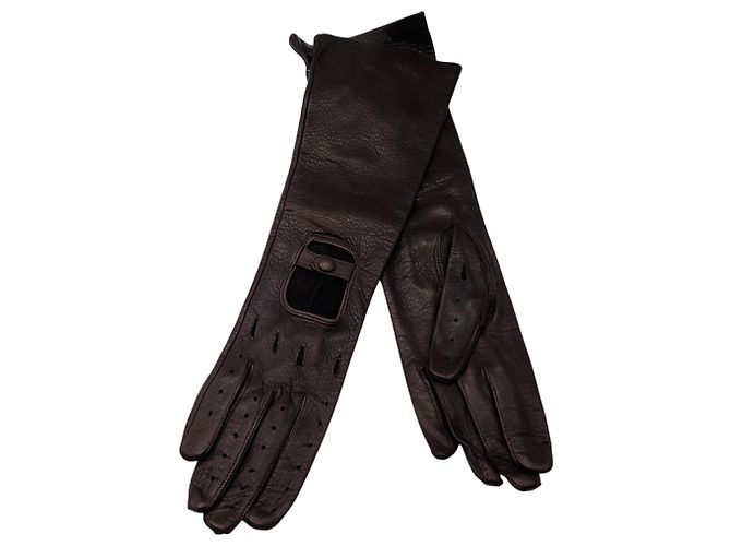 Marni lange Lederhandschuhe dunkelbraun - Ansicht 5