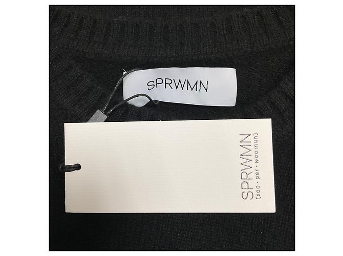 Autre Marque SPRWMN Kaschmir-Strickpullover mit Rundhalsausschnitt, langen Ärmeln und Herz-Design Schwarz / Weiß - Ansicht 4