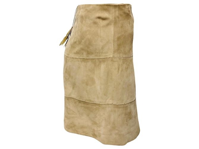 Minifalda de ante Taupe Beige Brunello Cucinelli con Monili - vista 2