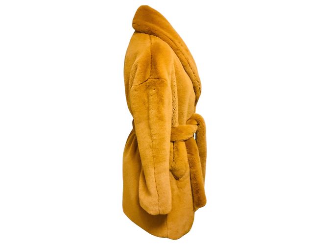 Rag & Bone Kunstpelzmantel in Camel mit Gürtel - Ansicht 2