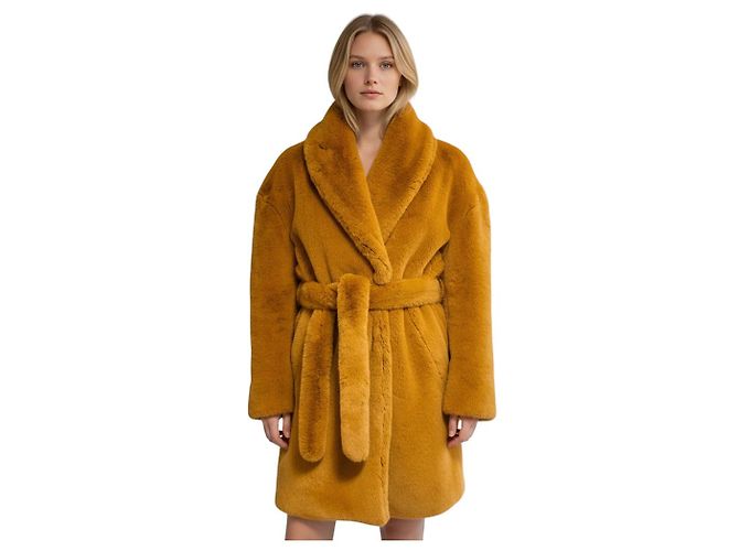 Rag & Bone Kunstpelzmantel in Camel mit Gürtel - Ansicht 5
