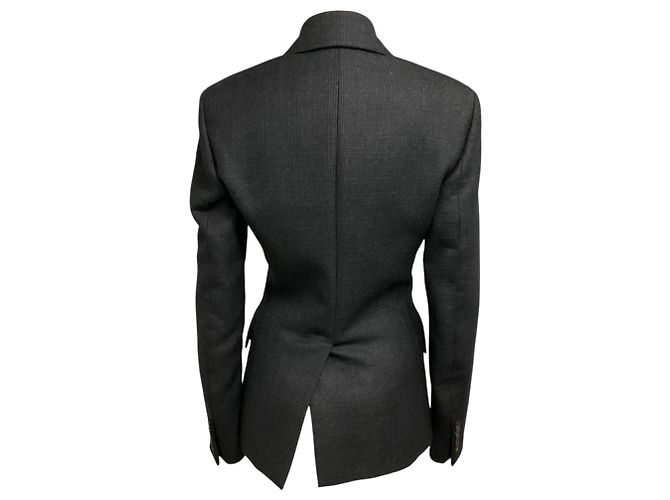 Prada zweireihiger Wollblazer mit Karomuster in Anthrazitgrau - Ansicht 3