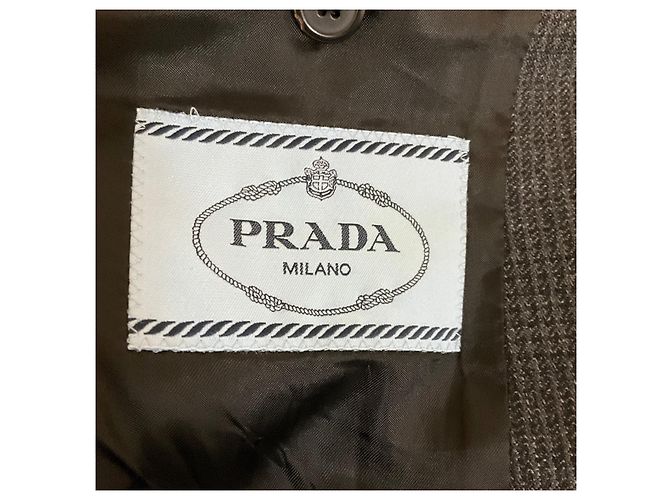 Prada zweireihiger Wollblazer mit Karomuster in Anthrazitgrau - Ansicht 4