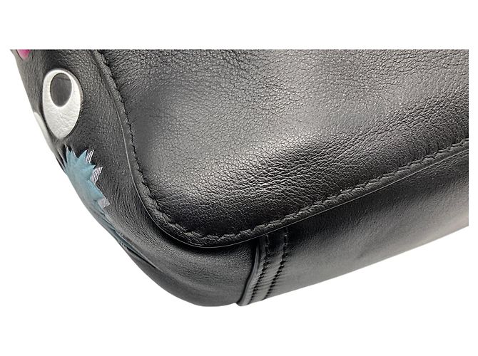 Borsa a tracolla in pelle nera con patch sticker multi Anya Hindmarch - vista 10