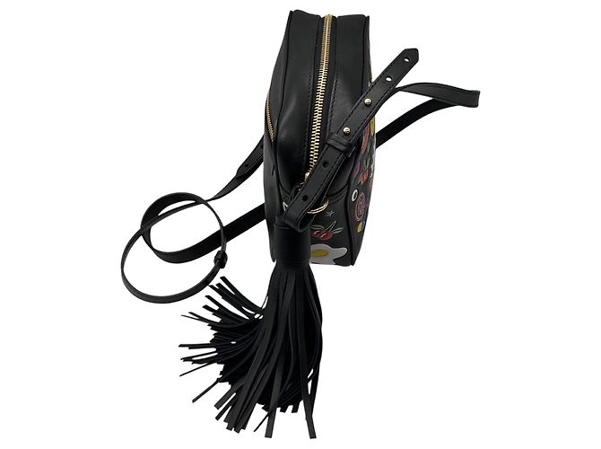 Borsa a tracolla in pelle nera con patch sticker multi Anya Hindmarch - vista 2