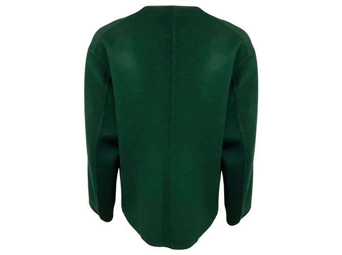 Autre Marque Arts & Science Green Collarless Button Front Wool Jacket - view 3