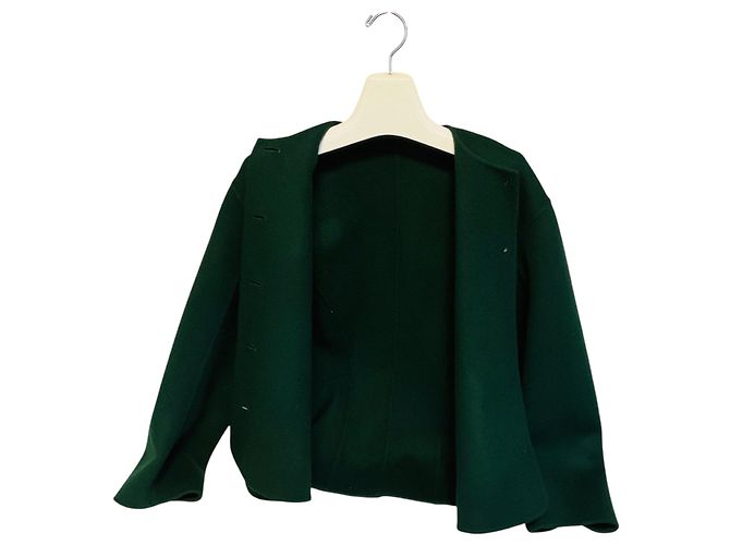 Autre Marque Arts & Science Green Collarless Button Front Wool Jacket - view 7