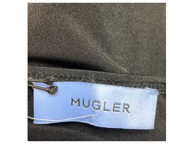 Autre Marque Mugler Body in jersey nero a maniche lunghe con scollo rotondo e split - vista 4