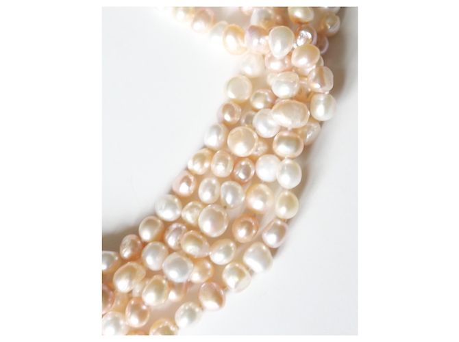 Vintage Collana Perle Coltivate Rosa Filo Extra Lungo - vista 4