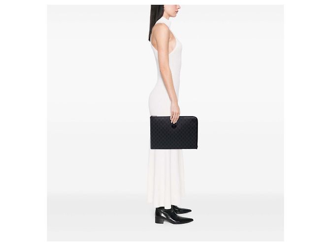 Clutch Gucci GG Supreme Interlocking G Nera - vista 6