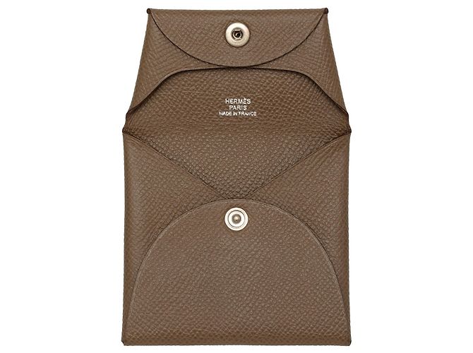 Portamonete Hermès Bastia in Epsom Marrone - vista 4