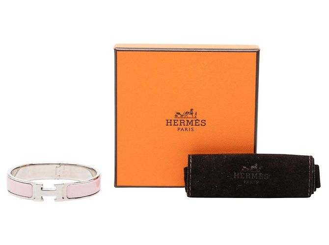 Hermès Clic H Armband PM schmal aus Emaille in Rosa - Ansicht 5
