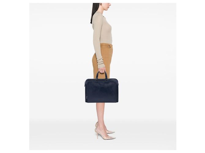 Borsa business Prada Saffiano blu - vista 6