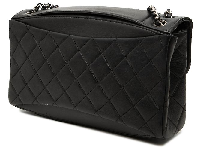 Borsa a spalla Single Flap in pelle di vitello matelassé Chanel CC nera - vista 2