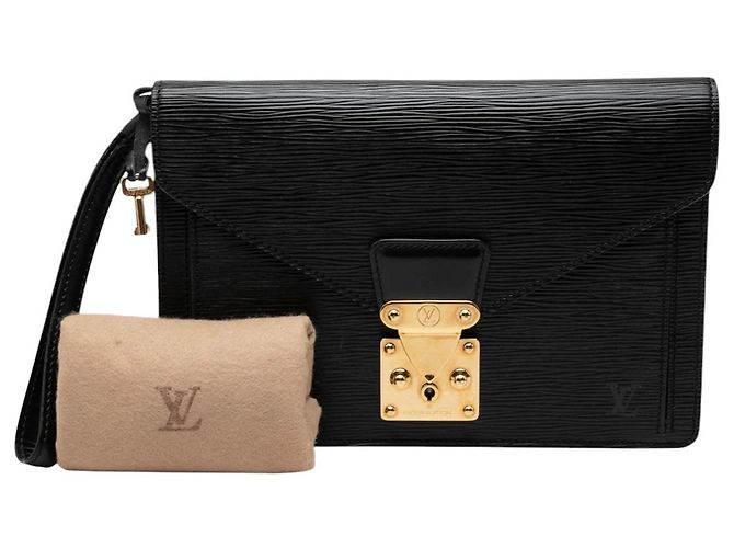 Borsa a pochette Louis Vuitton Epi Pochette Sellier Dragonne Nera - vista 7