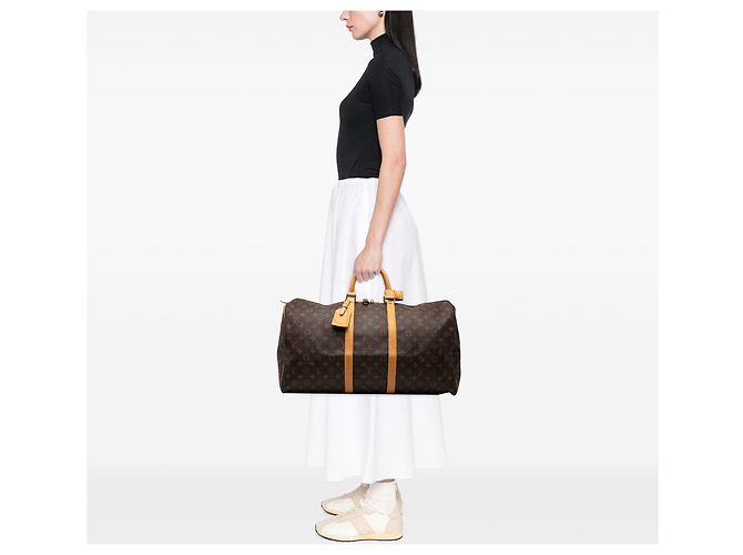 Borsa da viaggio Louis Vuitton Monogram Keepall 55 Marrone - vista 6