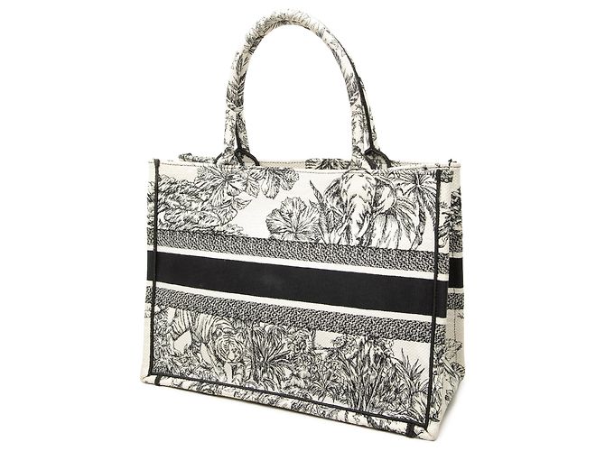 Dior Book Tote Medium aus bestickter Toile de Jouy Canvas Weiß - Ansicht 2