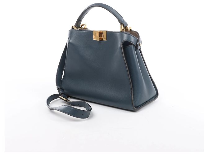 Borsa 2Way Fendi Peekaboo Essentially in pelle, Blu 8BN302 - vista 3