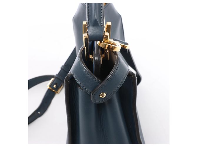 Borsa 2Way Fendi Peekaboo Essentially in pelle, Blu 8BN302 - vista 4
