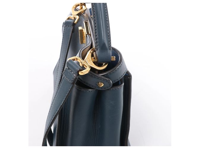 Borsa 2Way Fendi Peekaboo Essentially in pelle, Blu 8BN302 - vista 5