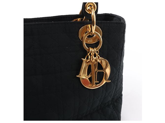 Borsa Christian Dior Lady Dior Cannage in nylon nera - vista 10