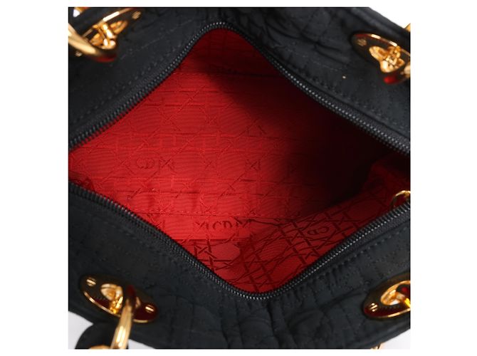 Borsa Christian Dior Lady Dior Cannage in nylon nera - vista 11