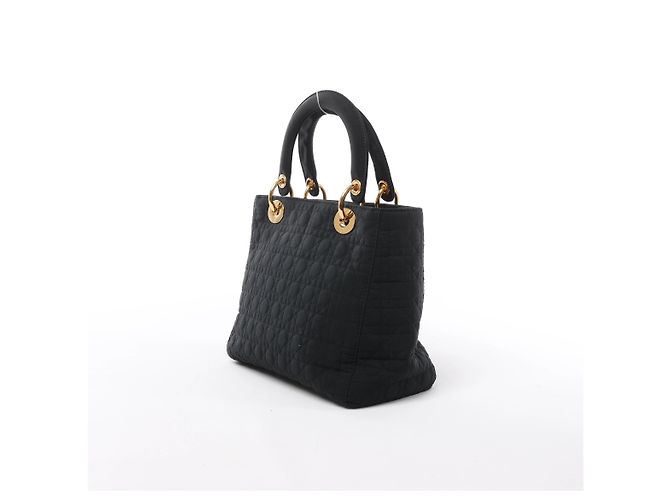 Borsa Christian Dior Lady Dior Cannage in nylon nera - vista 3